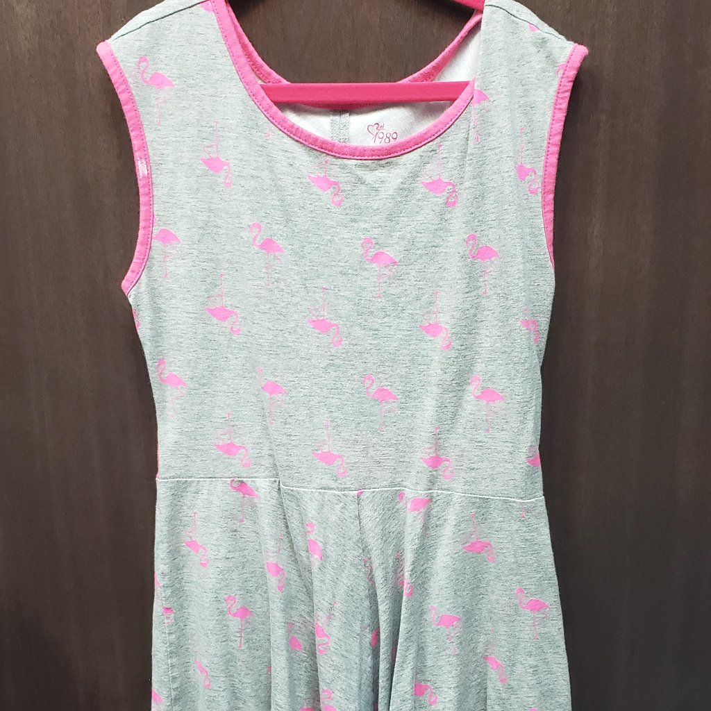 100% Cotton Tank Dress Gray/Pink Size 10*12 The Childrens Place